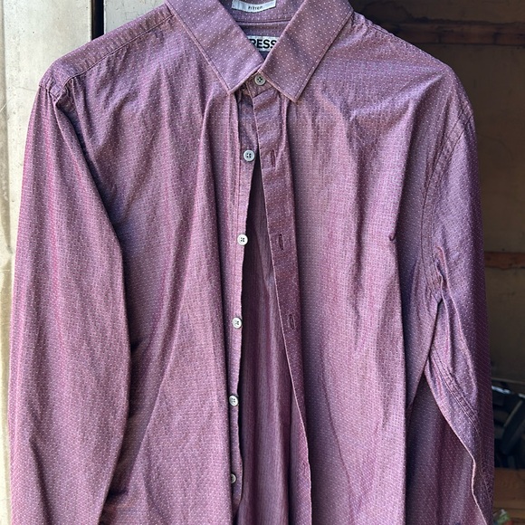 Purple Dot Pattern Express Fitted Dress Shirt - Picture 1 of 5